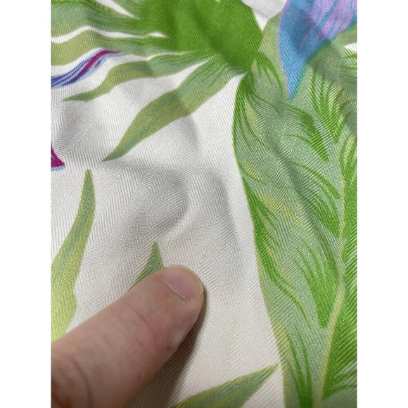 Vtg Reef Island Silk Dress L Hawaiian Floral Palm Straight Midi Side Slit Resort - Picture 5 of 13